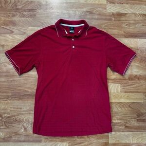 Vtg Nike Golf Polo Shirt Mens DRI-FIT Red Burgundy Size Med W/ Pinstripe Accents